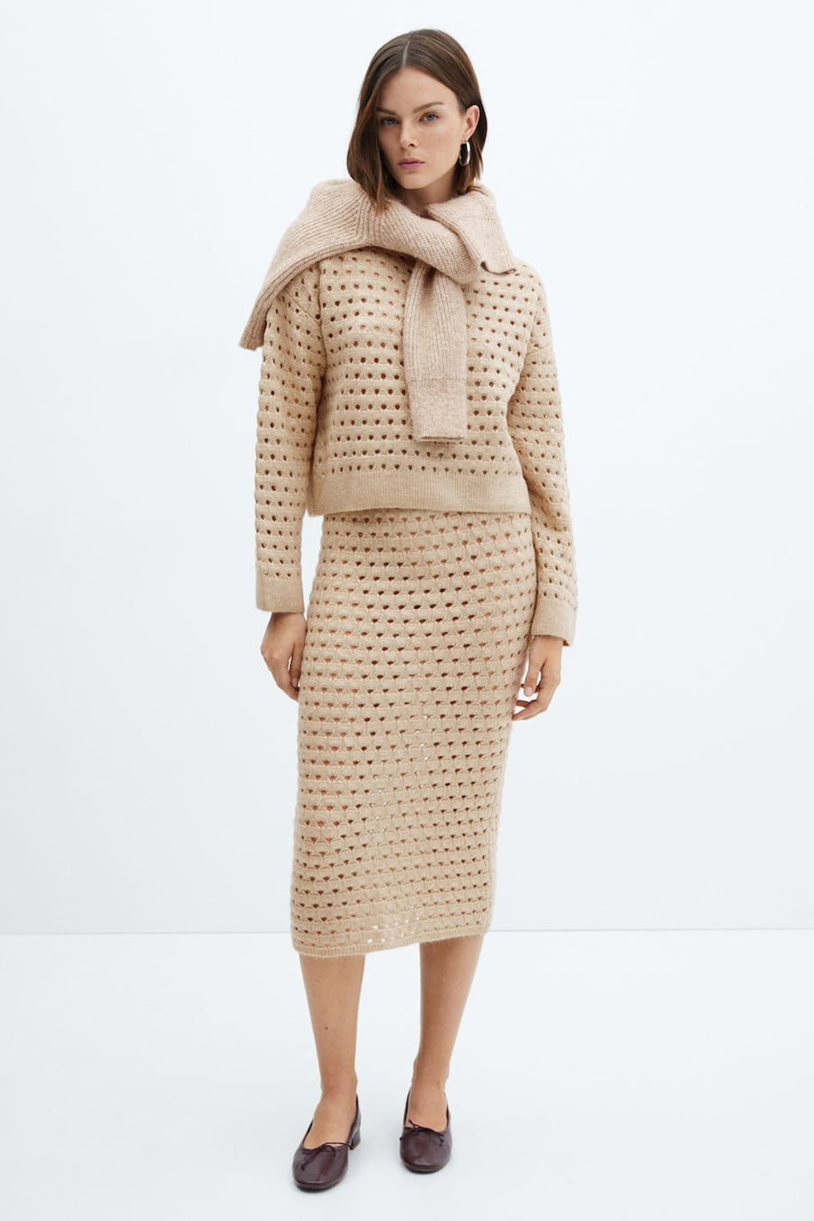 Pull col rond Beige - MANGO