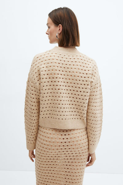 Pull col rond Beige - MANGO