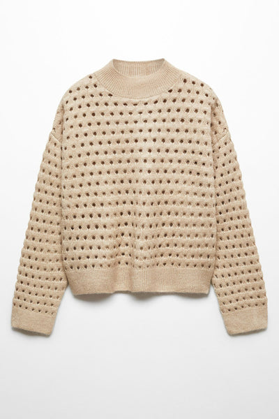 Pull col rond Beige - MANGO