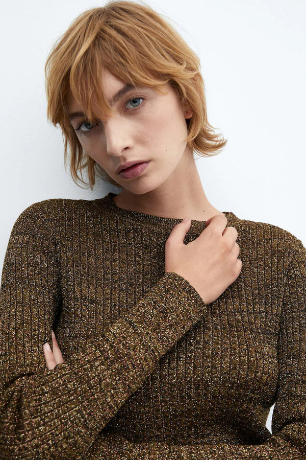 Pull col rond Brun - MANGO
