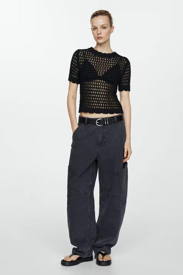 Pull col rond Noir - MANGO