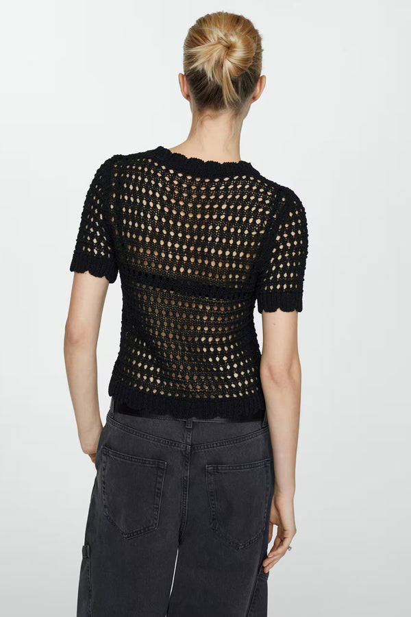 Pull col rond Noir - MANGO