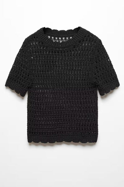 Pull col rond Noir - MANGO