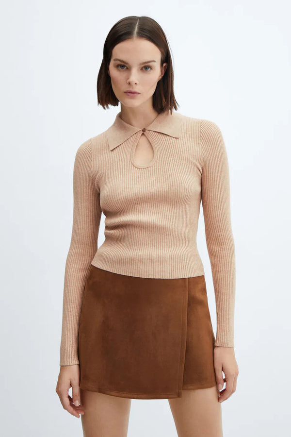 Pull col rond Brun - MANGO