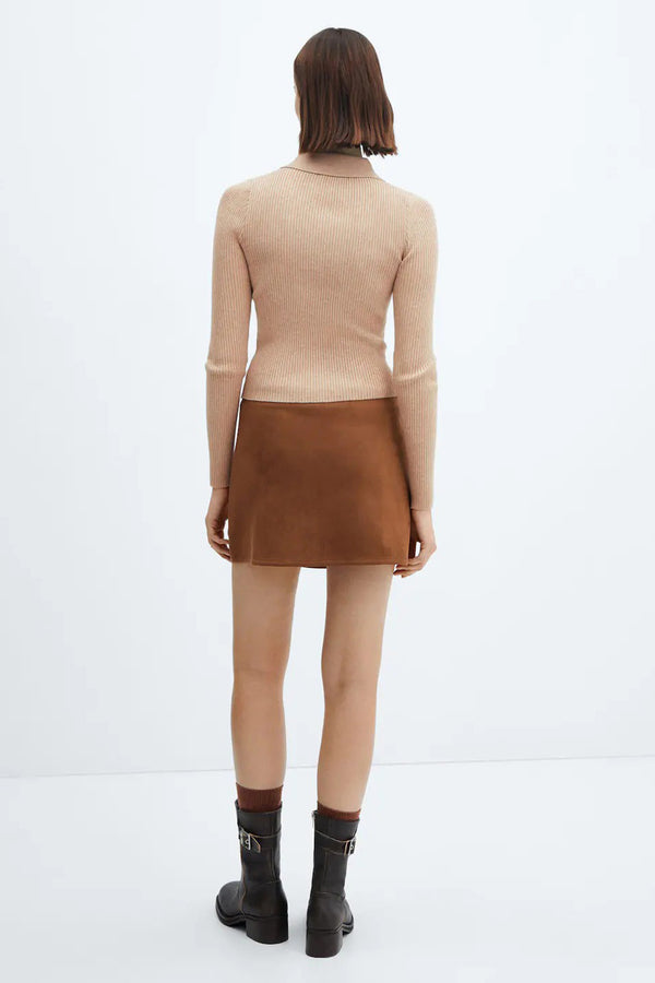 Pull col rond Brun - MANGO