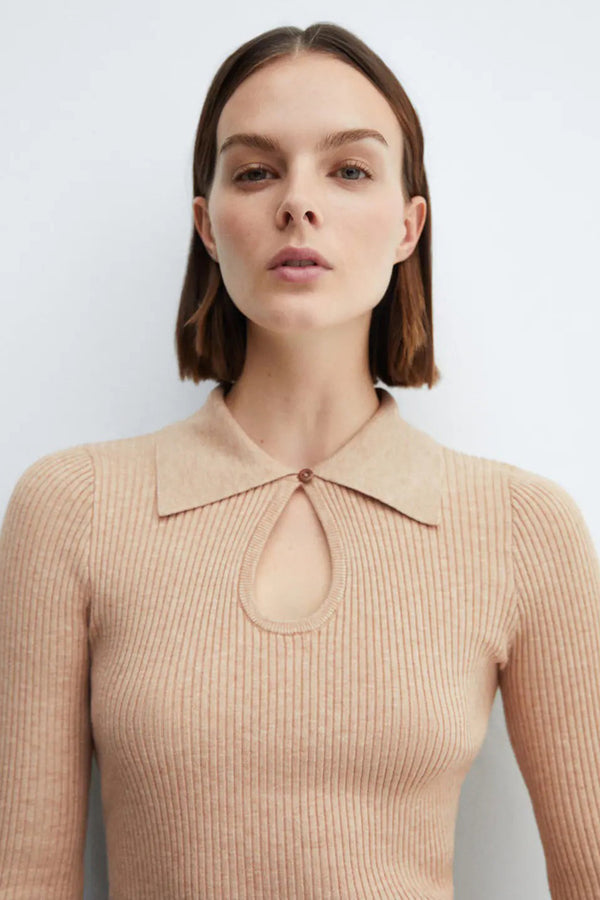 Pull col rond Brun - MANGO