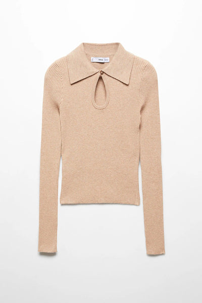 Pull col rond Brun - MANGO
