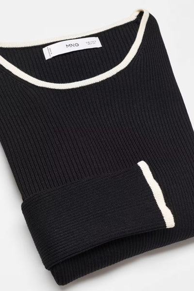 Pull col rond Noir - MANGO