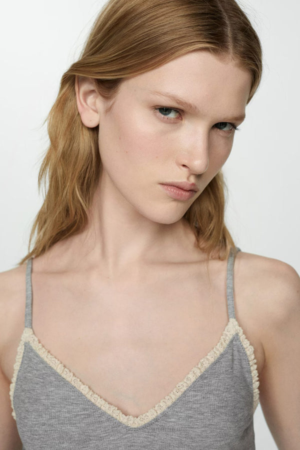 Top (bandes fines) Gris - MANGO