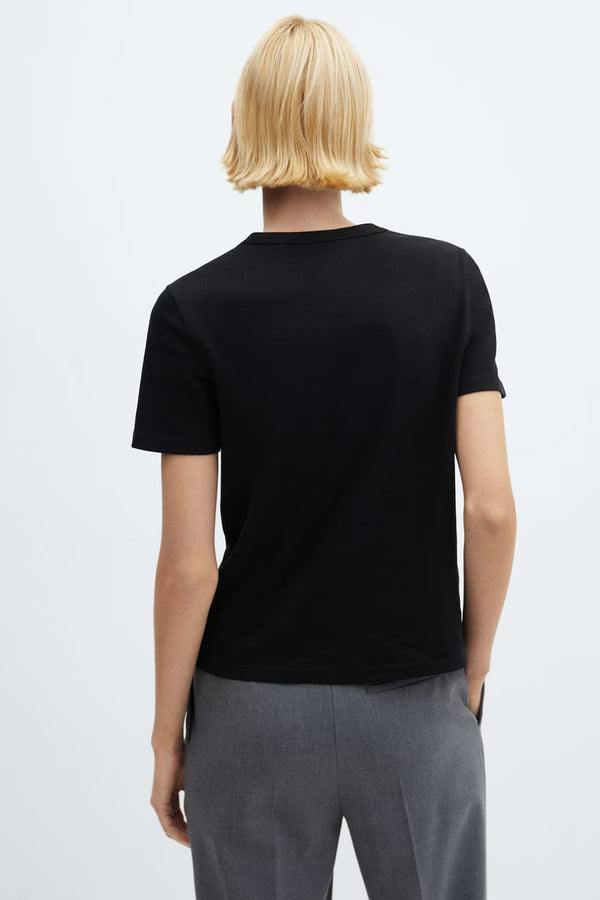 Top uni manches courtes Noir - MANGO