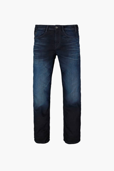 Jean slim en denim bleu foncé de GARCIA, avec effet dégradé noir sur le bas.