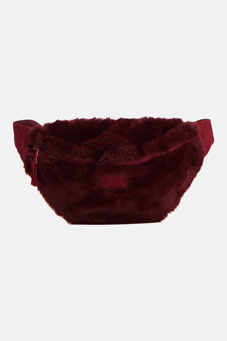 Sac bandoulière rouge foncé BARTS en matière imitation fourrure, vue de face