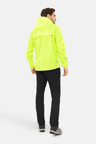 Veste jaune de VIKING, vue de dos avec capuche et pantalon noir.
