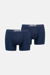 Boxers bleus de Levi's, lot de deux pièces, avec ceinture élastique logotypée.