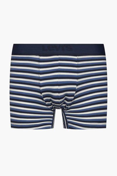 Boxer rayé bleu, blanc et marine de Levi's® Accessories, avec ceinture élastique logotypée.