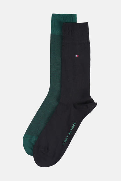 Chaussettes courtes TOMMY JEANS vertes et noires, avec logo brodé