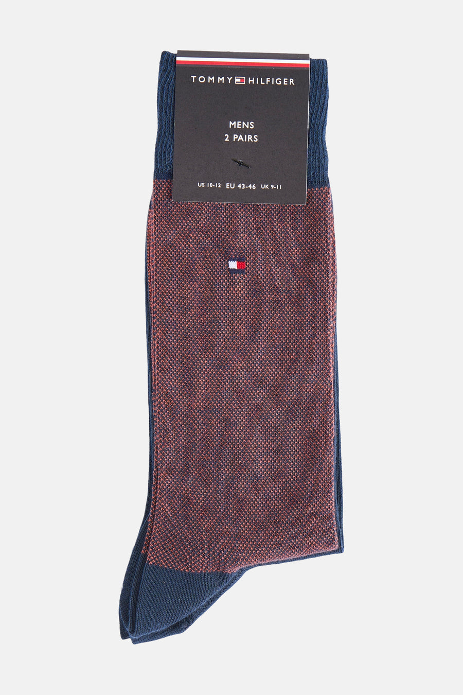 Chaussettes courtes TOMMY JEANS bleu marine et orange, avec logo drapeau sur le côté