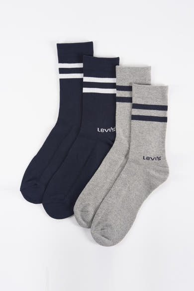 Blauwe en grijze gestreepte sokken van Levi's Accessories, in een set van twee paar.