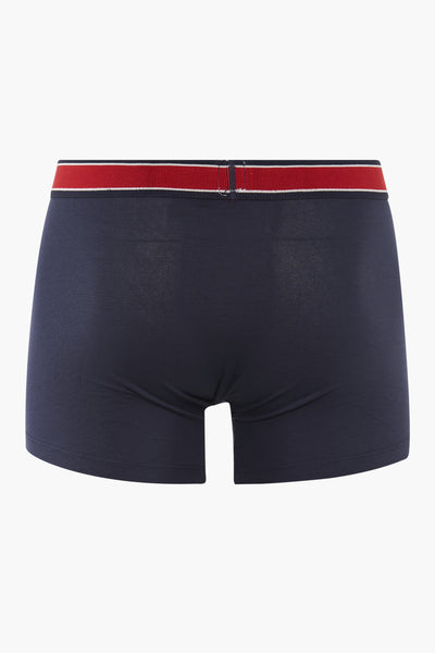 Boxer bleu marine de Levi's Accessories, avec ceinture élastique rayée rouge et blanche.