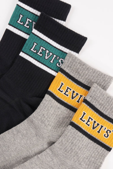 Zwarte en grijze gestreepte sokken met logo, van Levi's Accessories, in katoenmix.