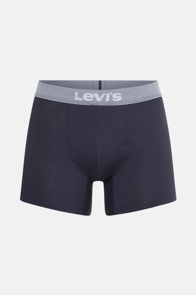 Marineblauwe boxer van Levi's® Accessories, met subtiel all-over patroon en gestreepte elastische tailleband met logo.