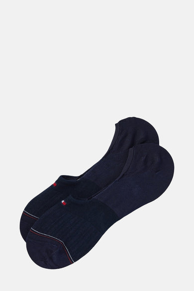 Blauwe enkelsokken van TOMMY JEANS, met rood gestreept detail en subtiel logo.