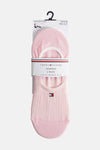 Chaussettes roses pour femmes de Tommy Hilfiger, avec motif côtelé et logo drapeau.