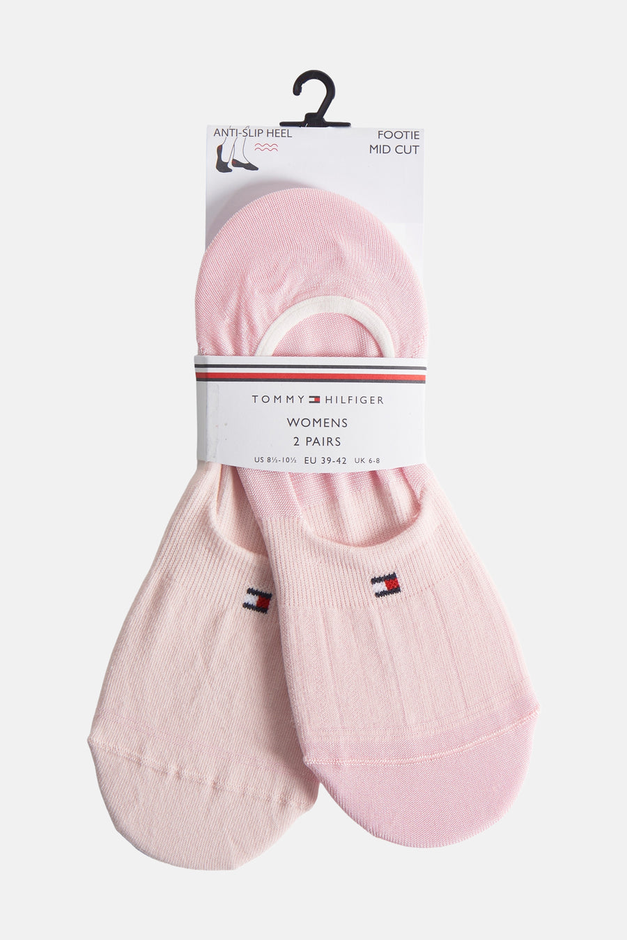 Chaussettes roses de Tommy Jeans avec logo drapeau et coupe mi-basse.