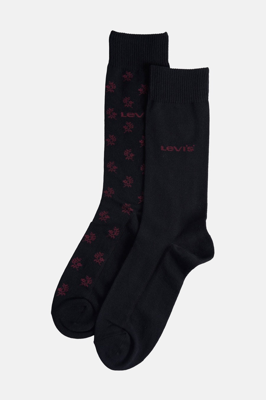 Zwarte sokken met decoratieve patronen van Levi's® Accessories, van gerecycled katoen.
