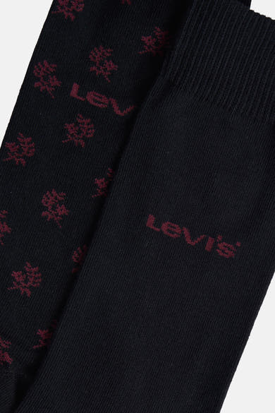 Zwarte sokken van Levi's Accessories met bordeauxrode printmotieven.