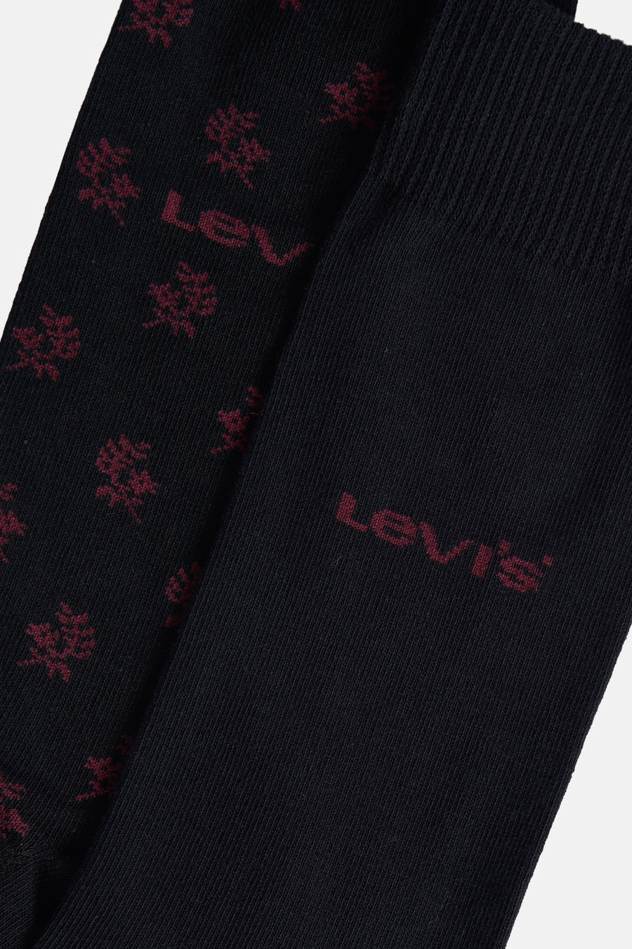 Zwarte sokken van Levi's Accessories met bordeauxrode printmotieven.