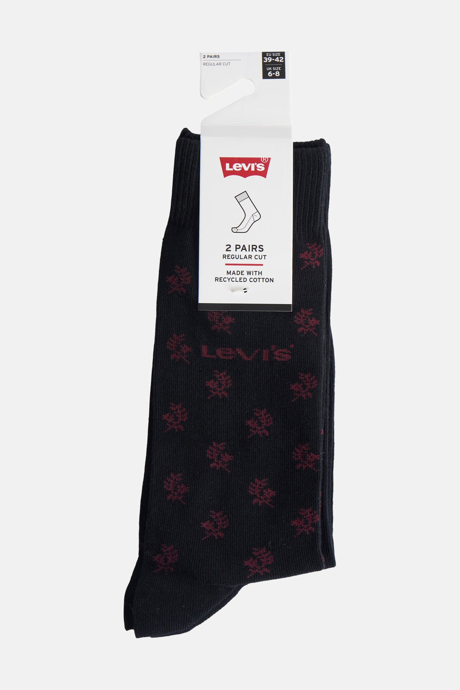 Chaussettes noires à motifs décoratifs de Levi's® Accessories, en coton recyclé.
