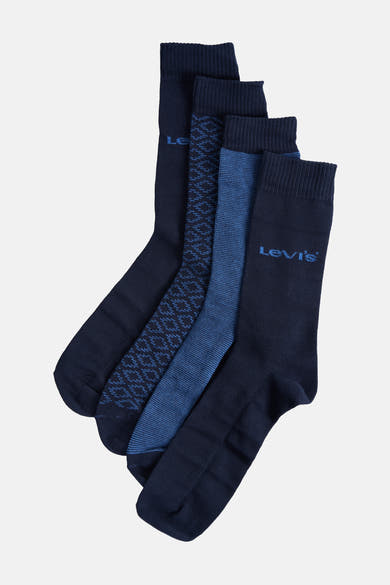 Blauwe sokken van Levi's® Accessories, met één effen paar en twee paar met motief.