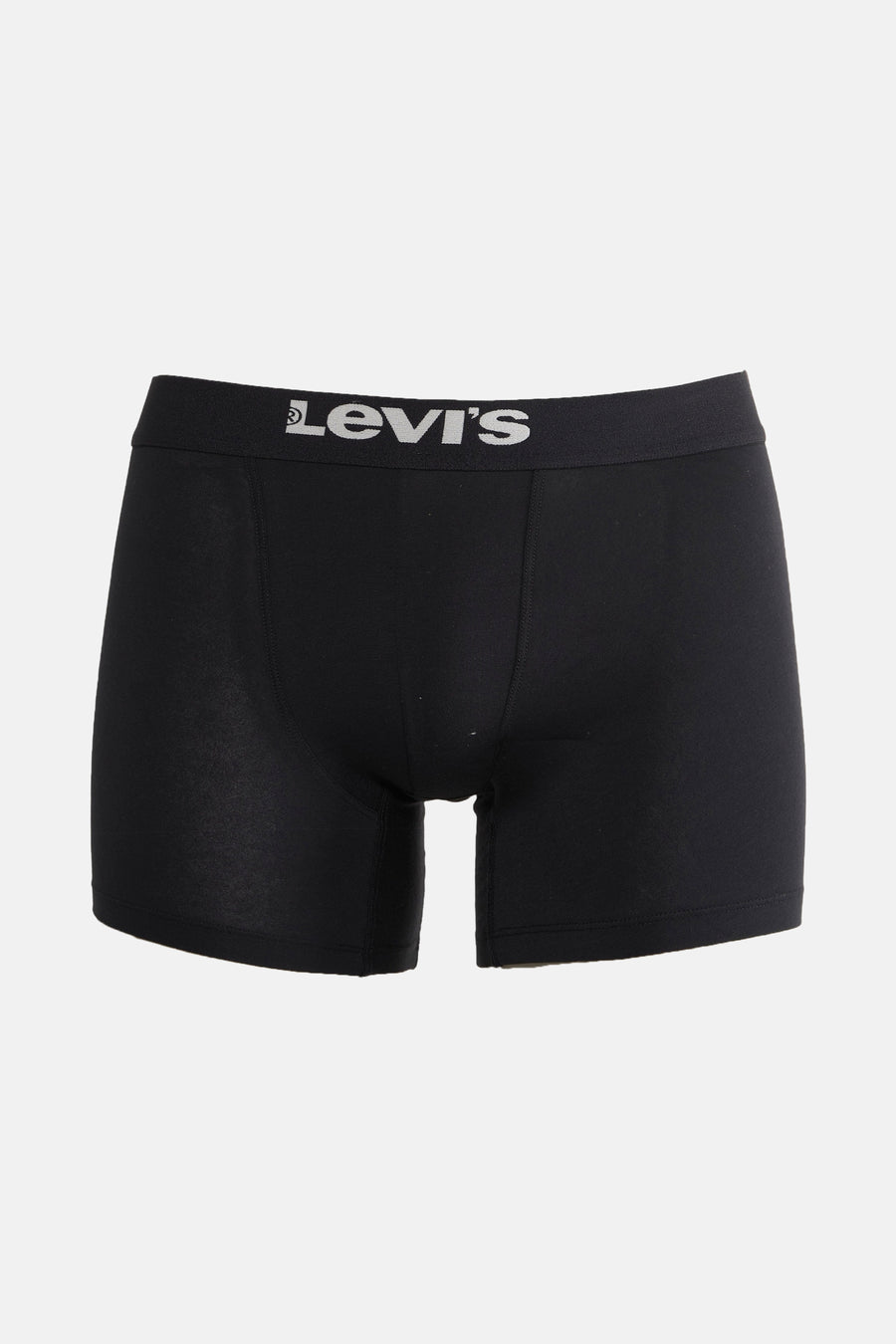 Boxer noir en coton, de Levi's, avec une ceinture élastique logotypée en gris.
