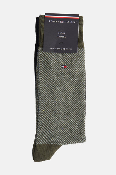 Set van meerkleurige herensokken van Tommy Jeans, met een visgraatpatroon.