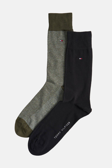 Set van veelkleurige sokken van Tommy Jeans, met een visgraatpatroon en geborduurd logo.