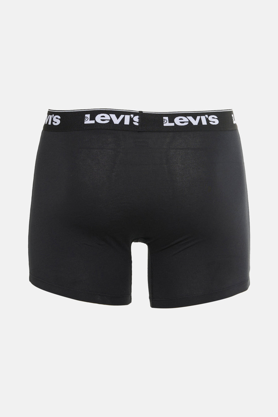 Boxer noir de Levi's avec ceinture élastique portant le logo de la marque en blanc, vue arrière.