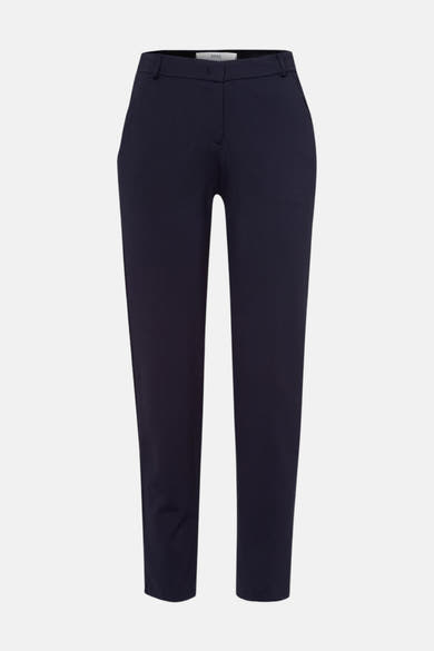 Pantalon de costume bleu de BRAX, avec poches latérales et coupe fuselée.