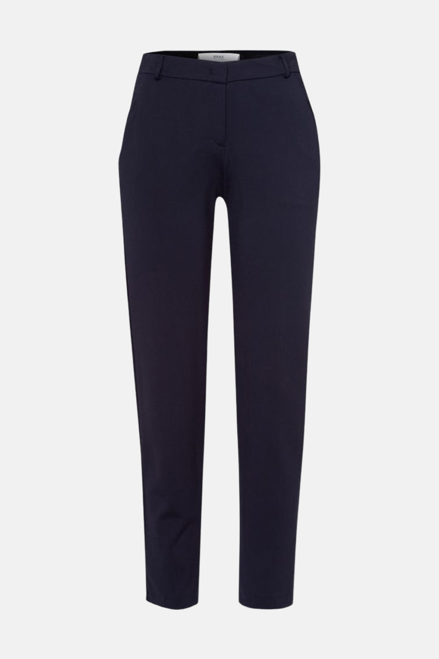 Pantalon de costume bleu de BRAX, avec poches latérales et coupe fuselée.