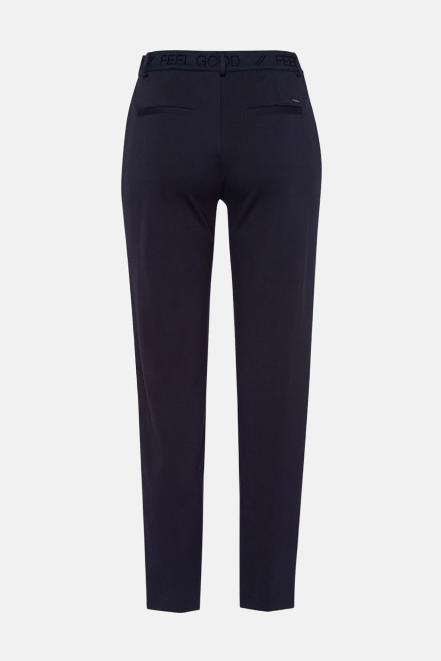 Pantalon de costume bleu marine de BRAX, avec des poches arrière passepoilées et une taille élastiquée avec inscription.