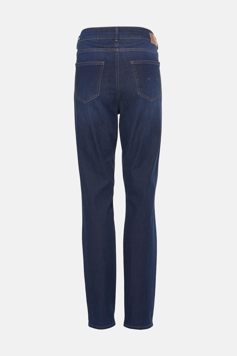 Jean slim bleu marine de BRAX, avec poches arrière et étiquette en cuir à la taille.