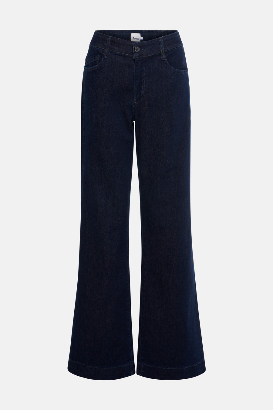 Jean large en denim bleu foncé de BRAX, avec poches avant et jambes évasées.