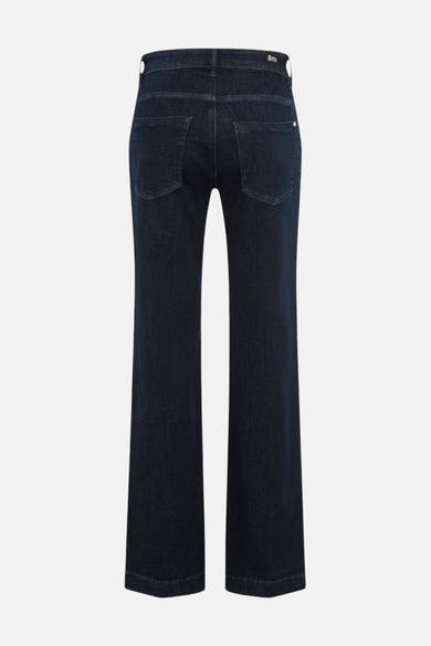 Jean large en denim bleu foncé de BRAX, vue de dos avec poches et détails discrets.
