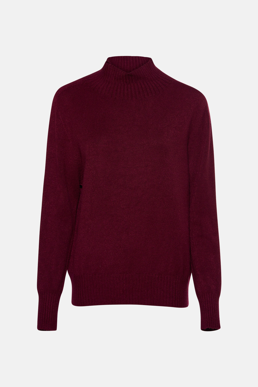 Pull à col montant rouge Terra di Siena en maille fine unie.