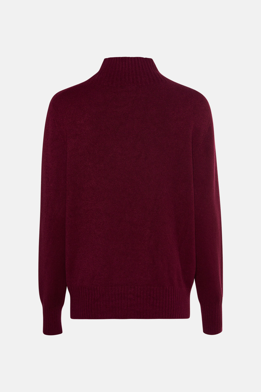 Pull à col montant rouge Terra di Siena en maille fine, vue de face.