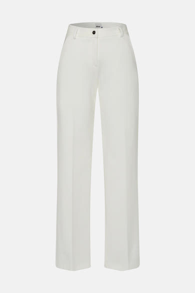 Pantalon de costume blanc de Brax, coupe droite sur fond blanc uni.
