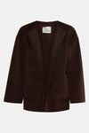 Veste courte marron de Terra di Siena, en laine feutrée, avec poches plaquées.