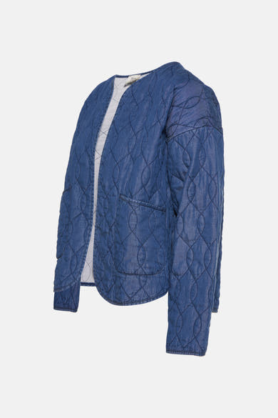 Veste en jean bleu moyen de Terra di Siena, matelassée avec un motif losange.
