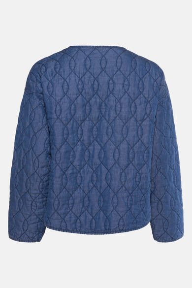 Veste en jean bleu denim de Terra di Siena, matelassée avec motif losanges à l'arrière.
