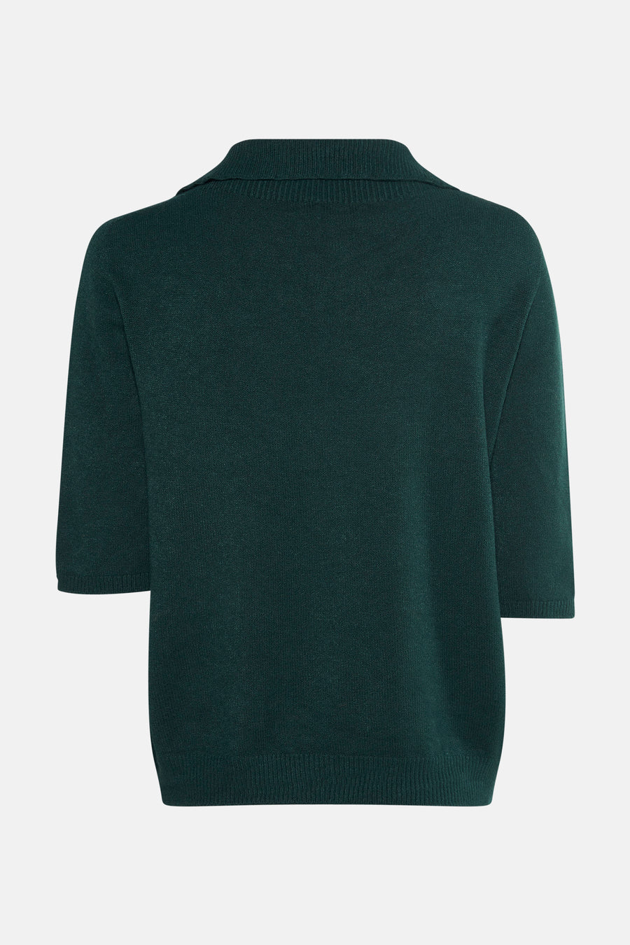 Pull vert de Terra di Siena, manches courtes, coupe classique et texture tricotée.